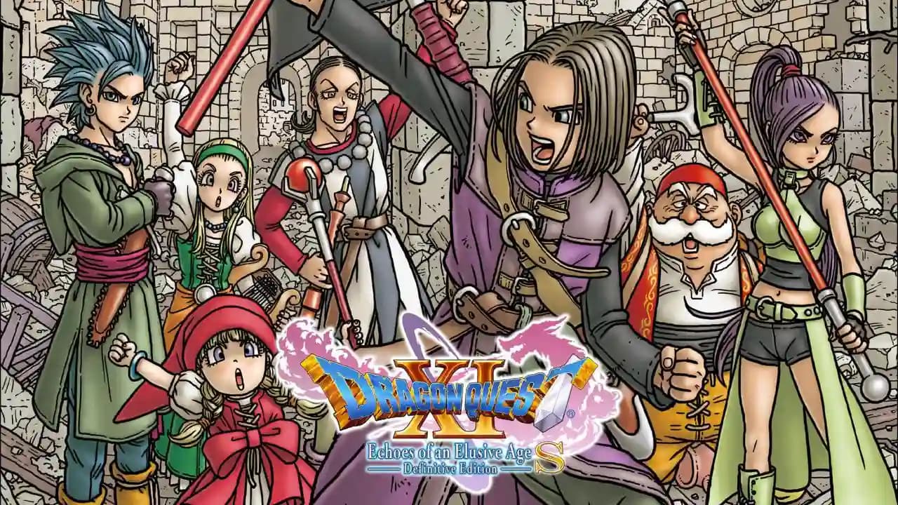 قهرمان و همراهانش در دنیای انیمه‌ای بازی Dragon Quest XI S