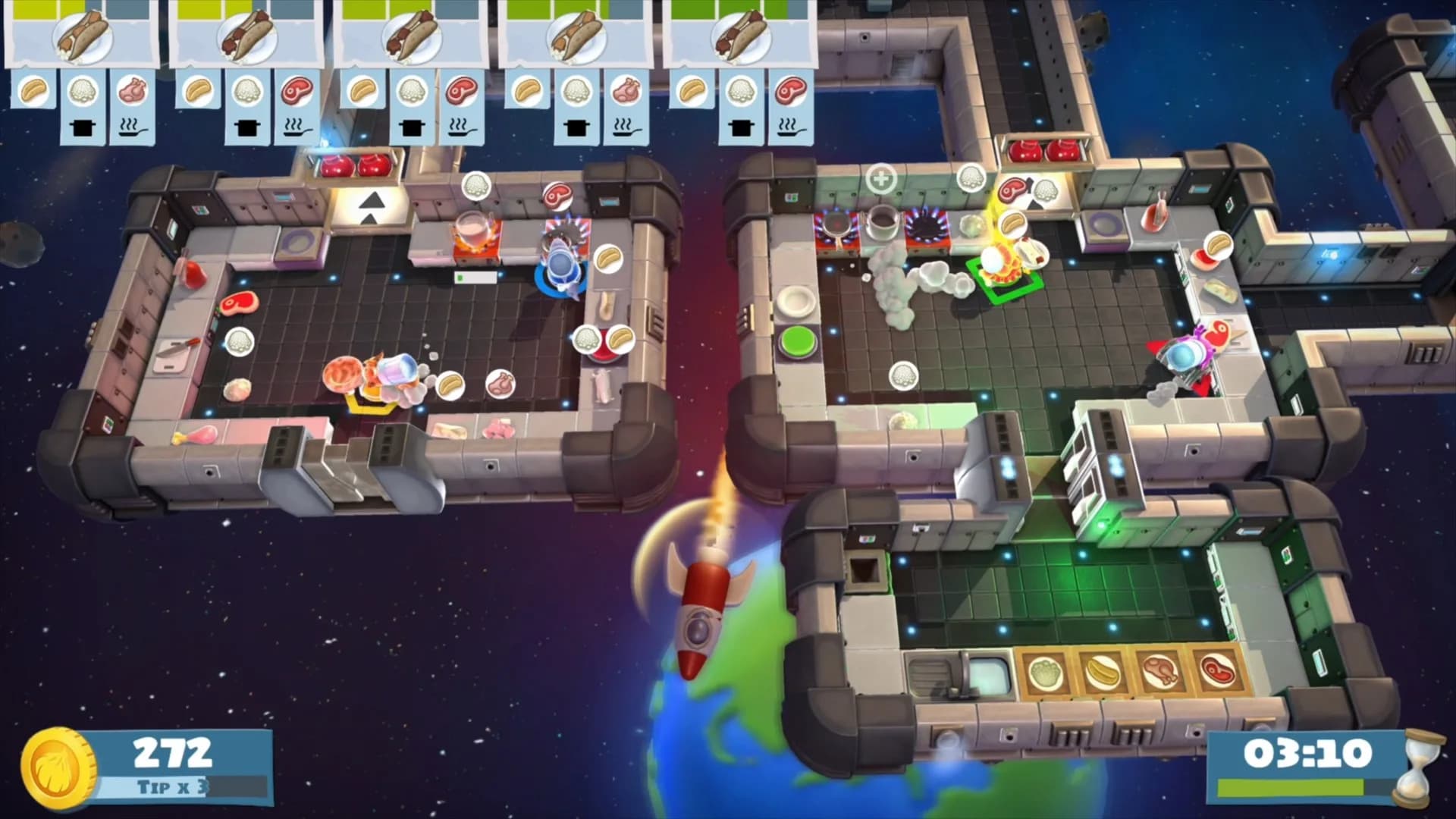 هرج و مرج در آشپزخانه بازی چهار نفره و خنده‌دار Overcooked