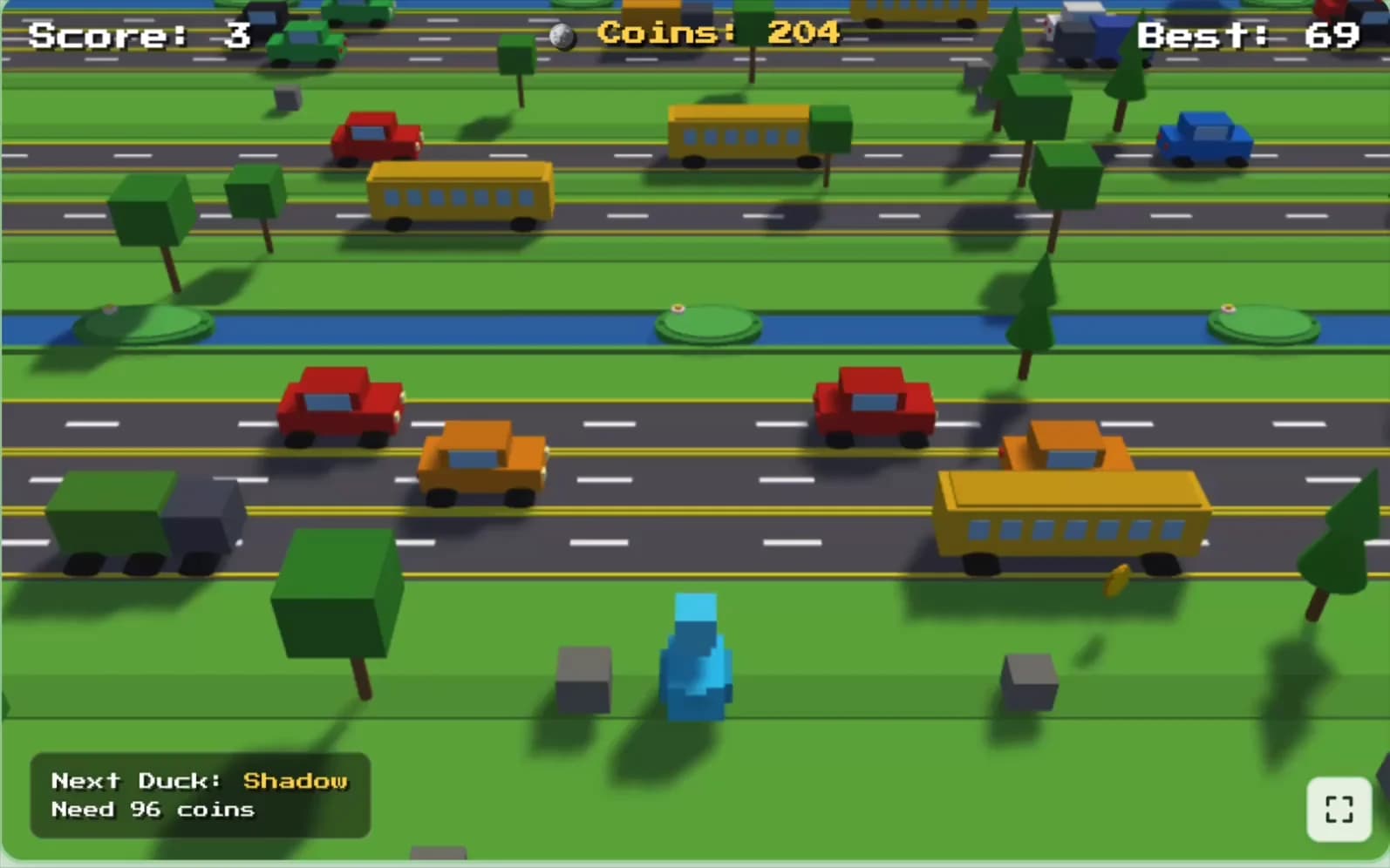 عبور مرغ از خیابان در بازی Crossy Road
