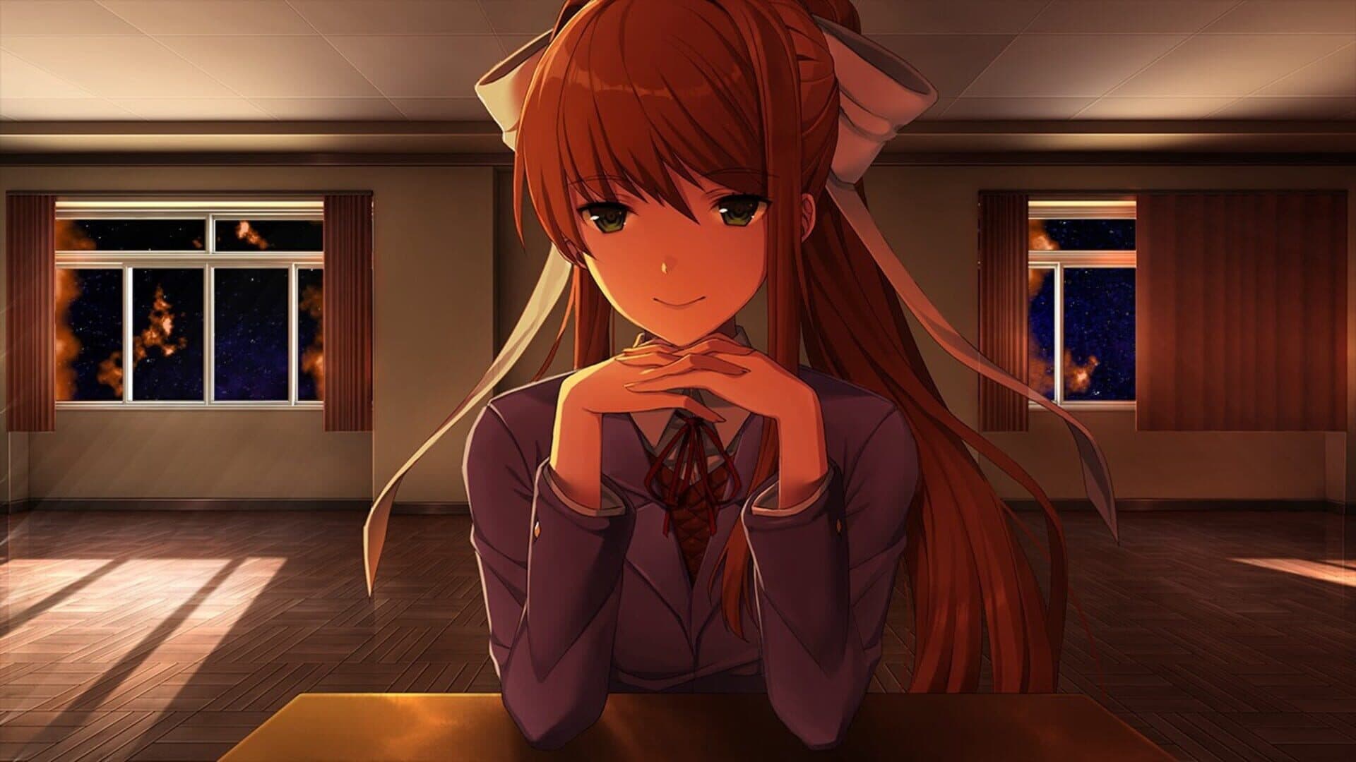 صحنه‌ای از ویژوال ناول ترسناک Doki Doki Literature Club