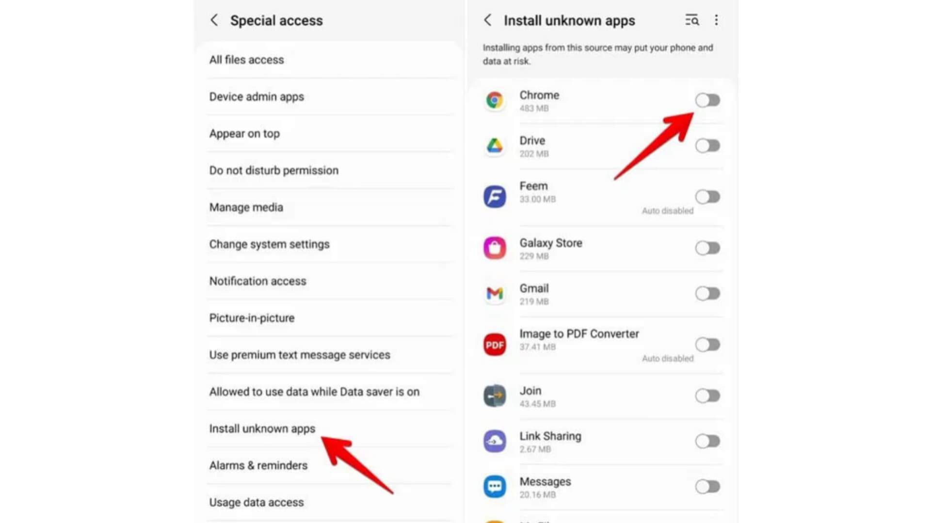 تنظیمات نصب برنامه از منابع ناشناس در سامسونگ برای نصب فایل APK سامر تایم