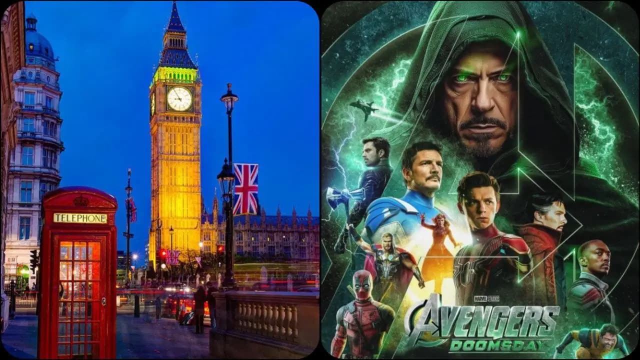 شهر لندن و پوستر فیلم avengers doomsday 