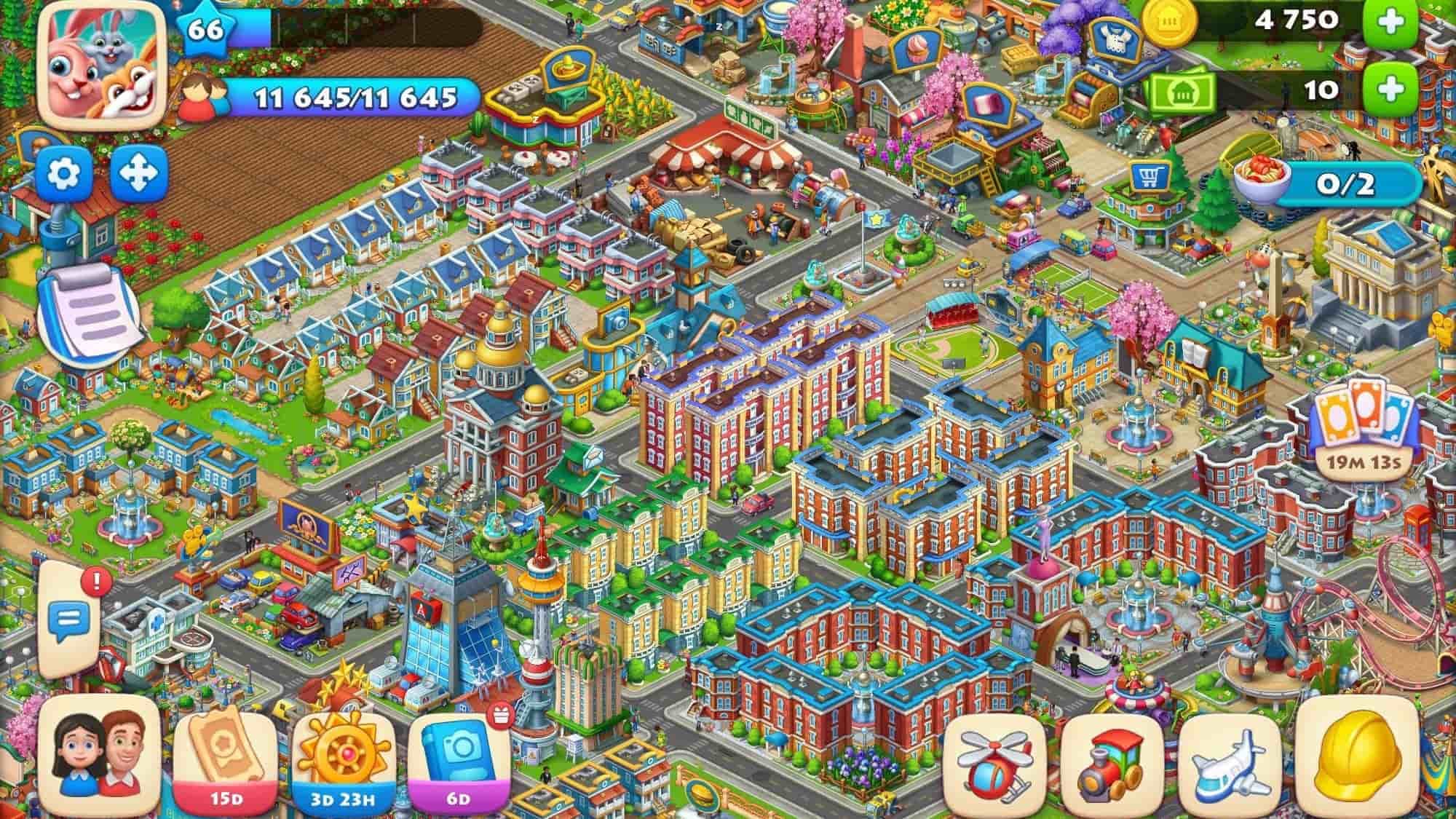 اسکرین‌شات مزرعه و شهر در بازی Township