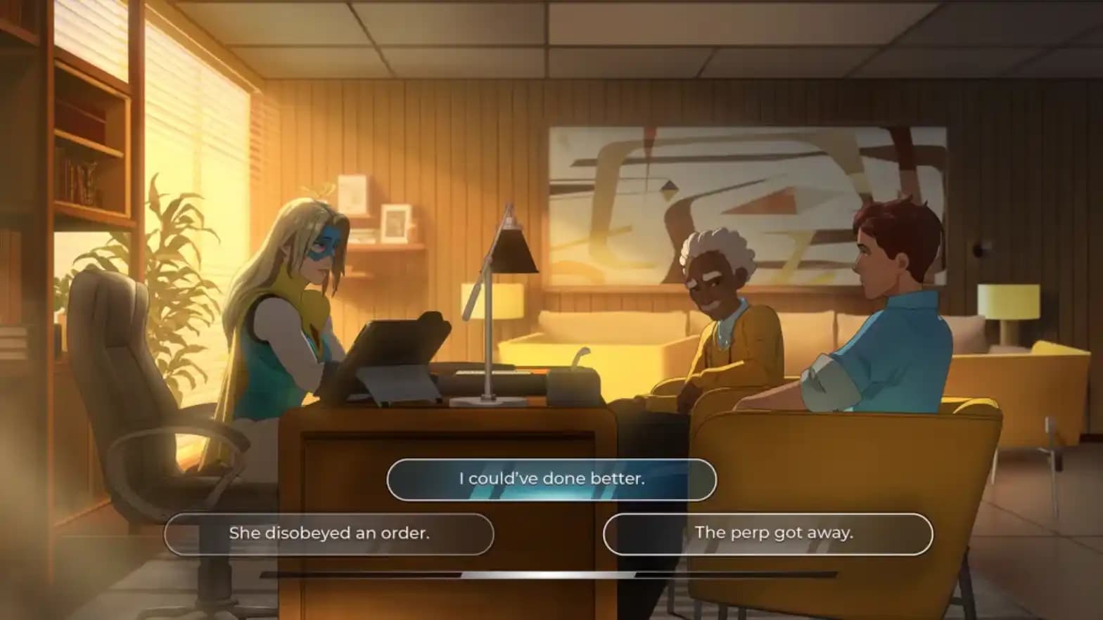 صحنه ای از بازی Dispatch که بخش داستانی بازی را نشان می دهد.