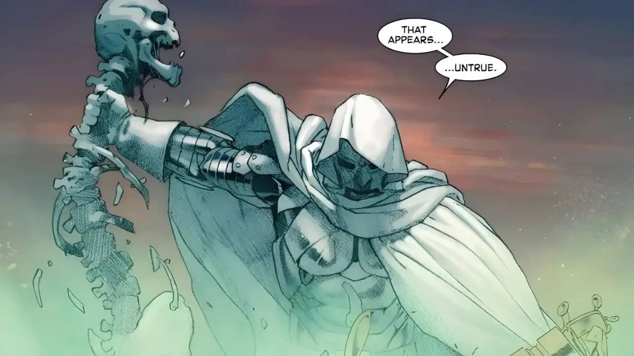 صویر مفهومی از Doctor Doom در لباس سفید در کمیک Secret Wars به‌عنوان خدا-امپراتور