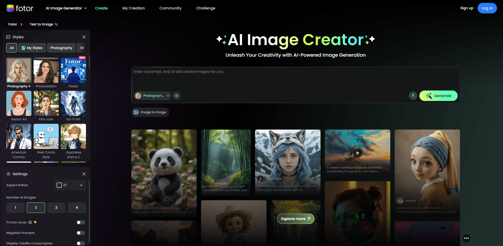سایت هوش مصنوعی عکس ساز آنلاین Fotor