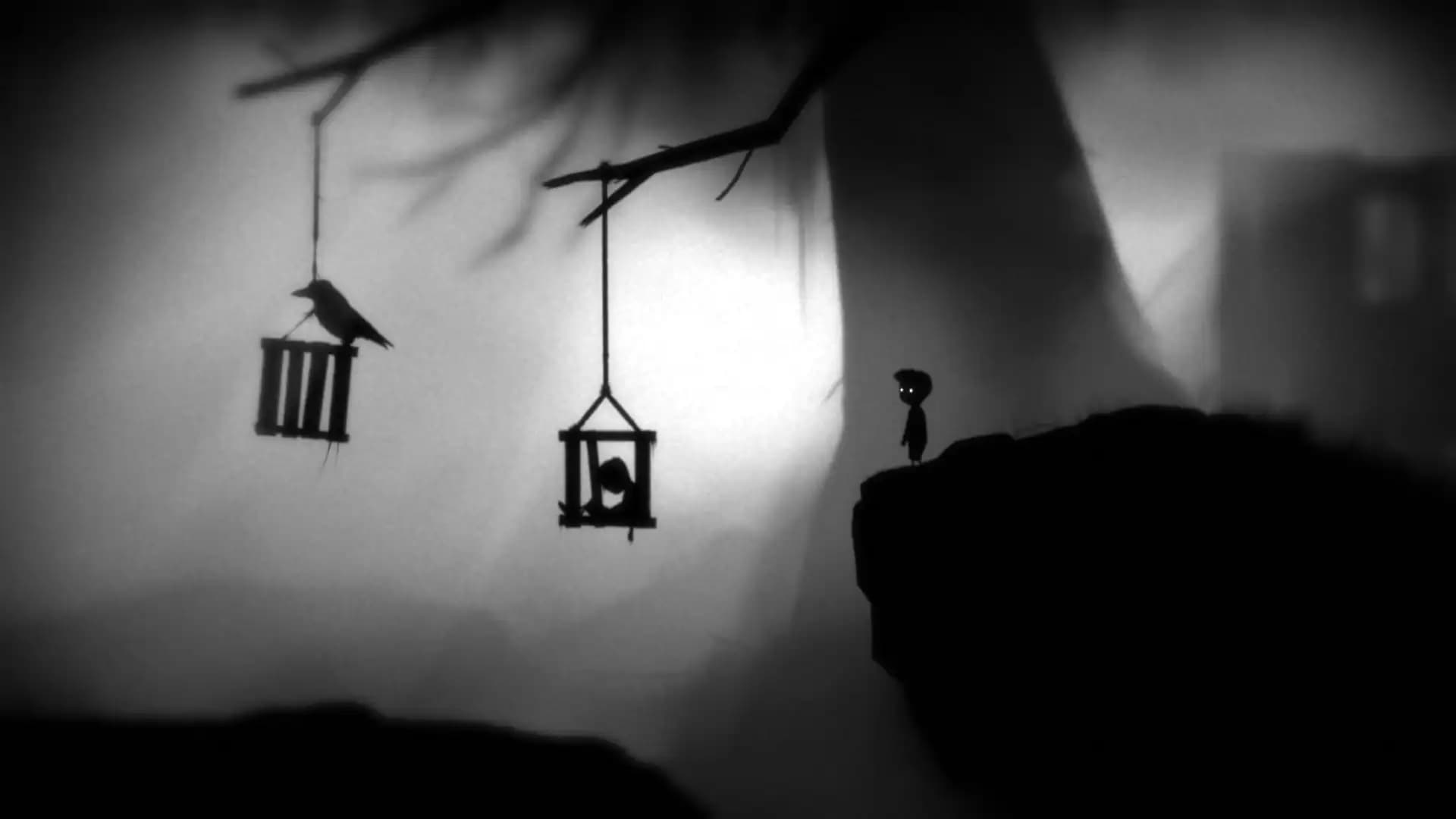صحنه ای از گیم پلی Limbo با اتمسفر تاریک