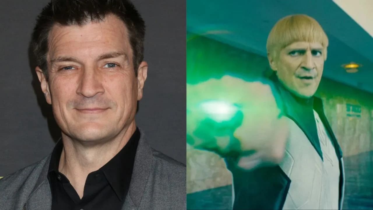 ناتان فیلیون در لباس گرین لنترن با ظاهر گای گاردنر در فیلم Superman 2025