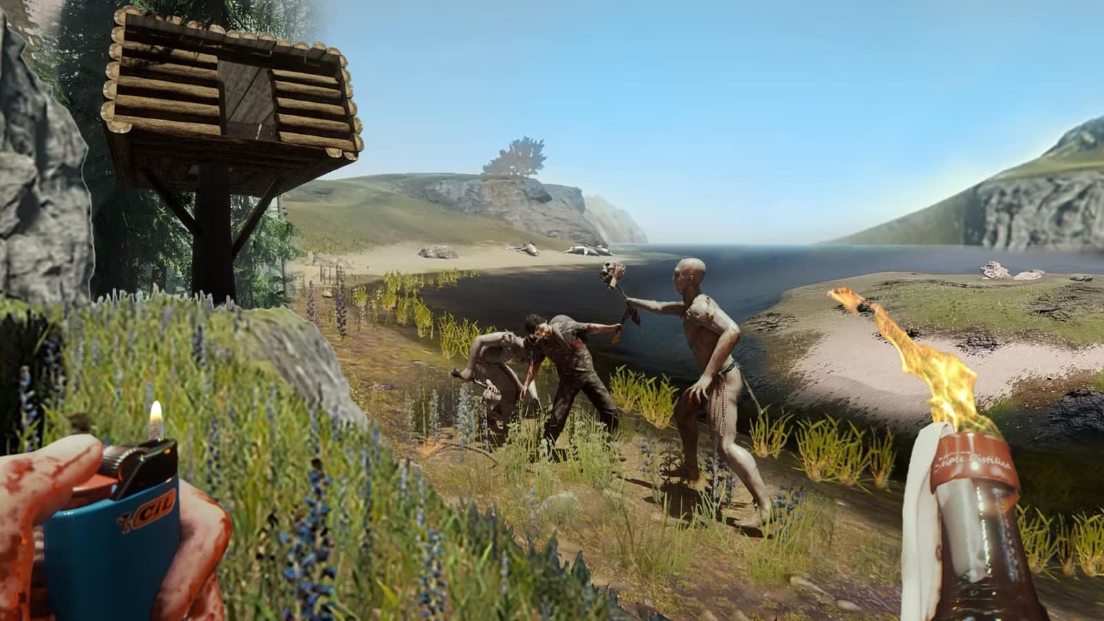 تلاش برای بقا و ساخت پناهگاه در جنگل بازی ترسناک The Forest