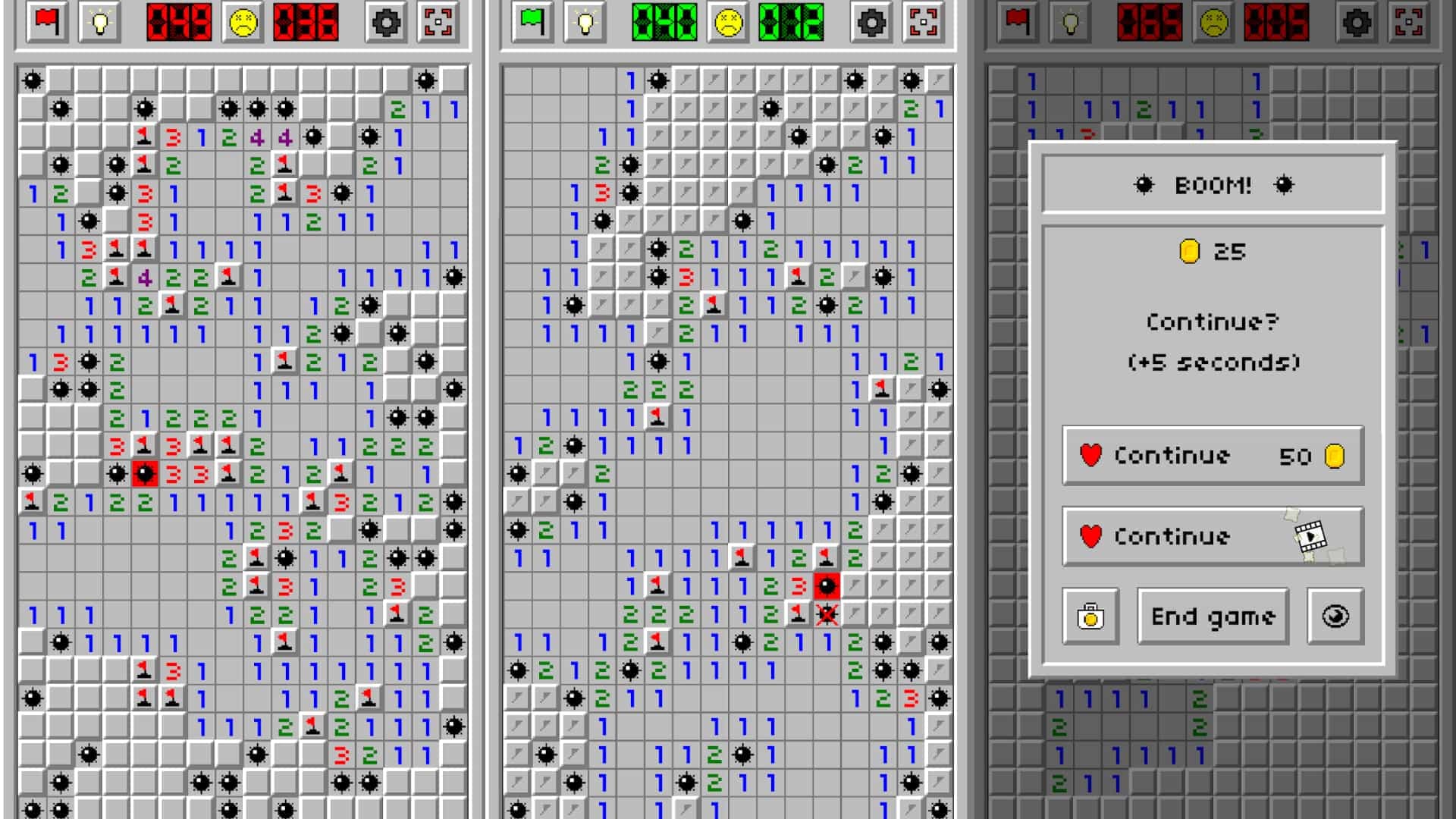 جدول مینیاب و اعداد راهنما در بازی Minesweeper آیفون