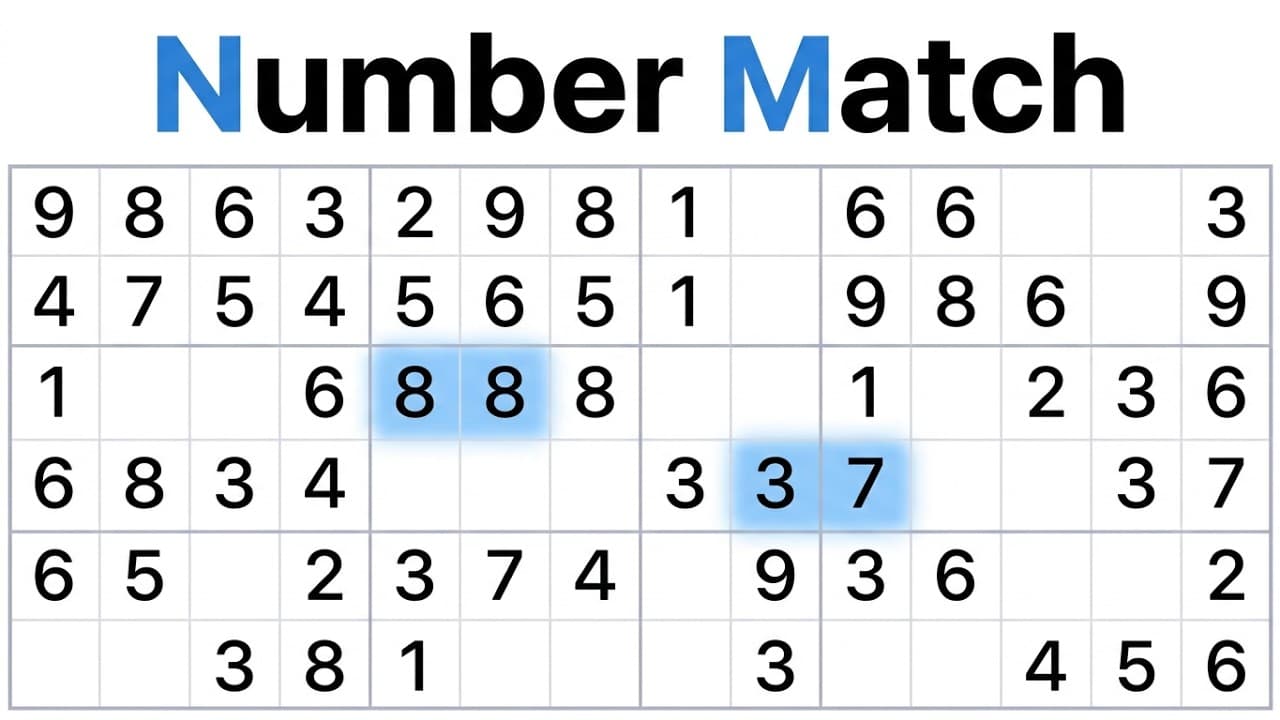 جدول اعداد در بازی فکری Number Match آیفون