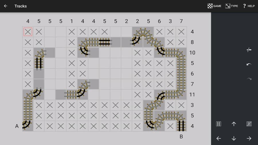 محیط یکی از معماهای منطقی Simon Tatham’s Puzzles در آیفون