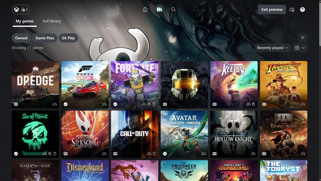 رابط کاربری سرویس بازی ابری Xbox Cloud Gaming