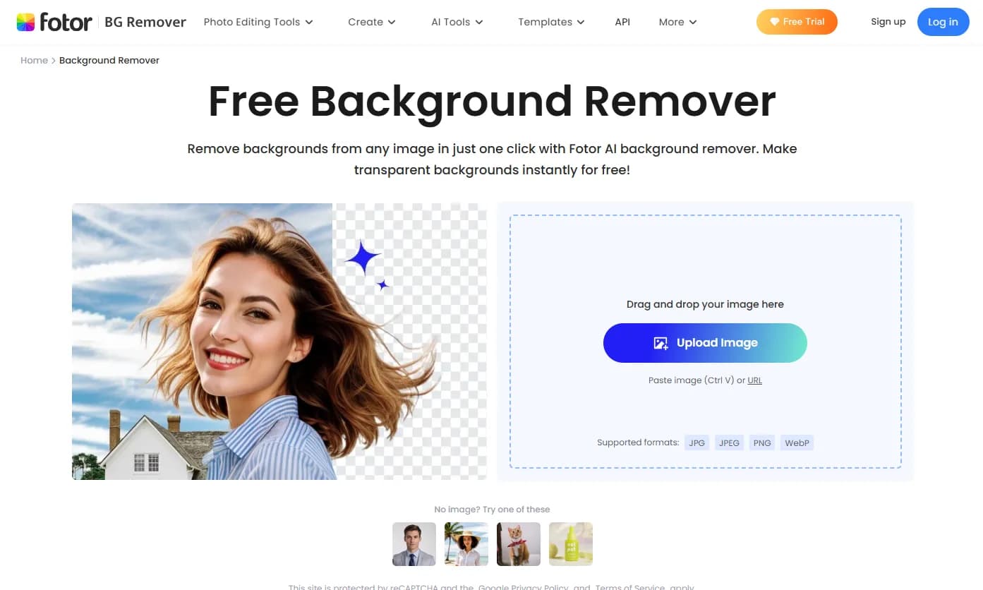 محیط ابزار Fotor Background Remover