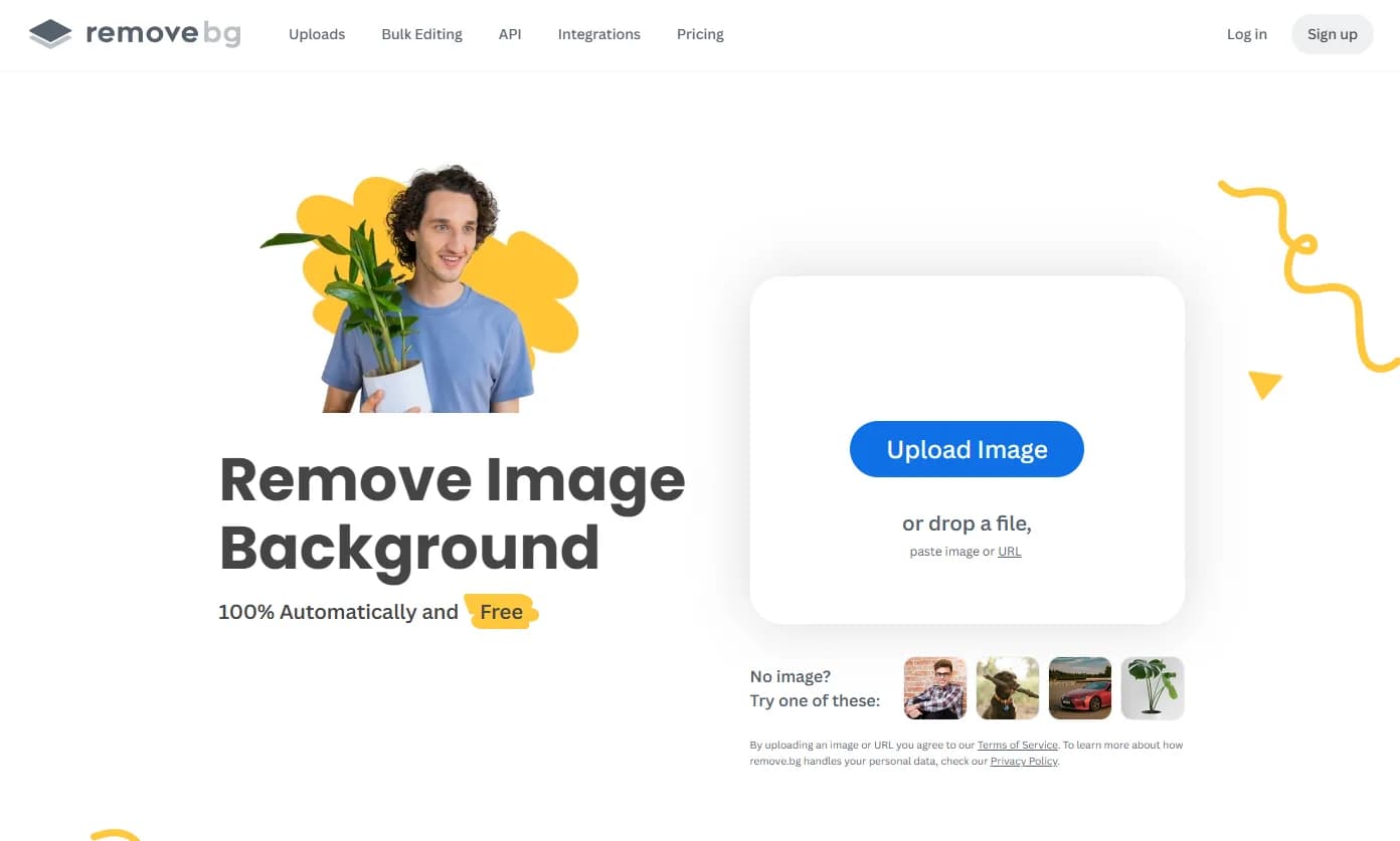 محیط ابزار Remove.bg برای حذف عکس بک گراند