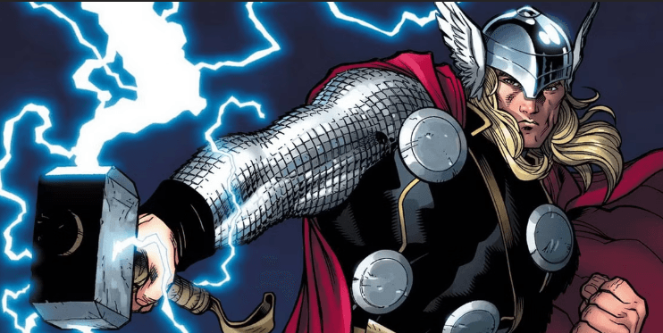 ثور با چکش میولنیر در حال کنترل صاعقه