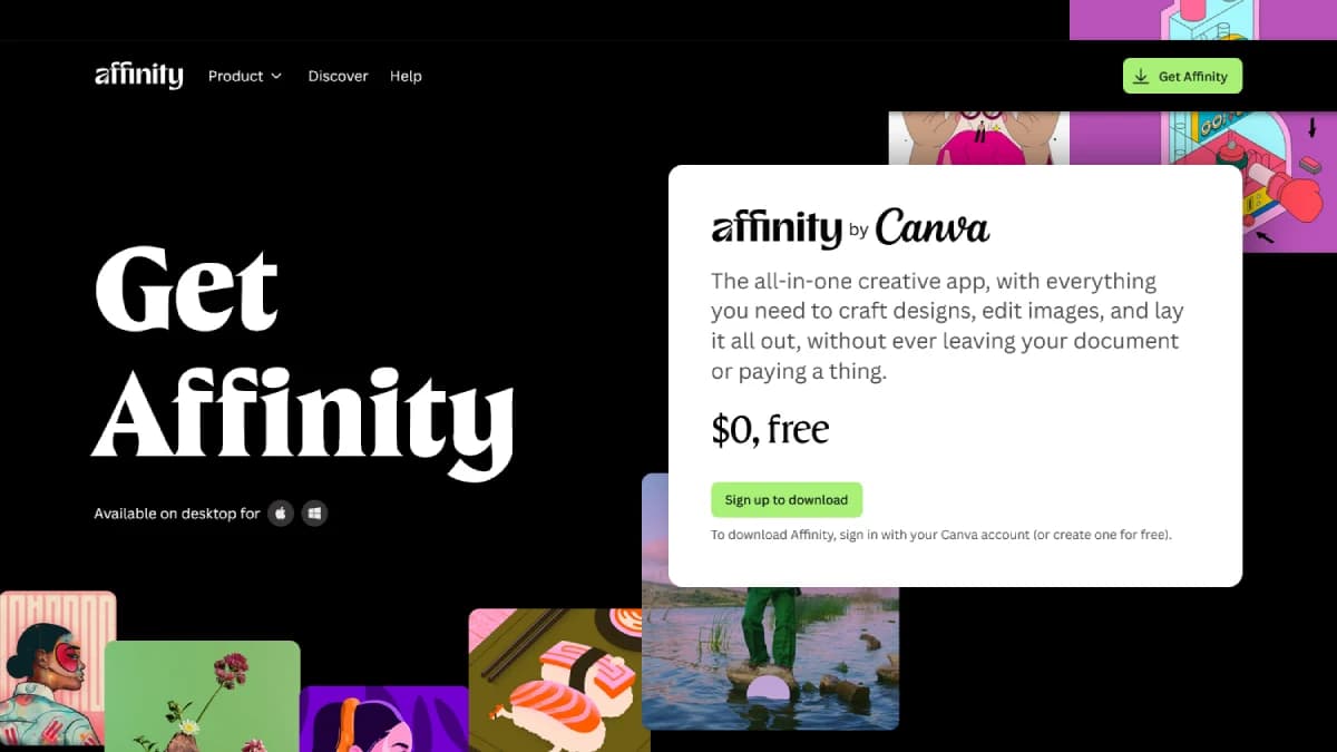 صفحه دانلود نرم افزار Affinity