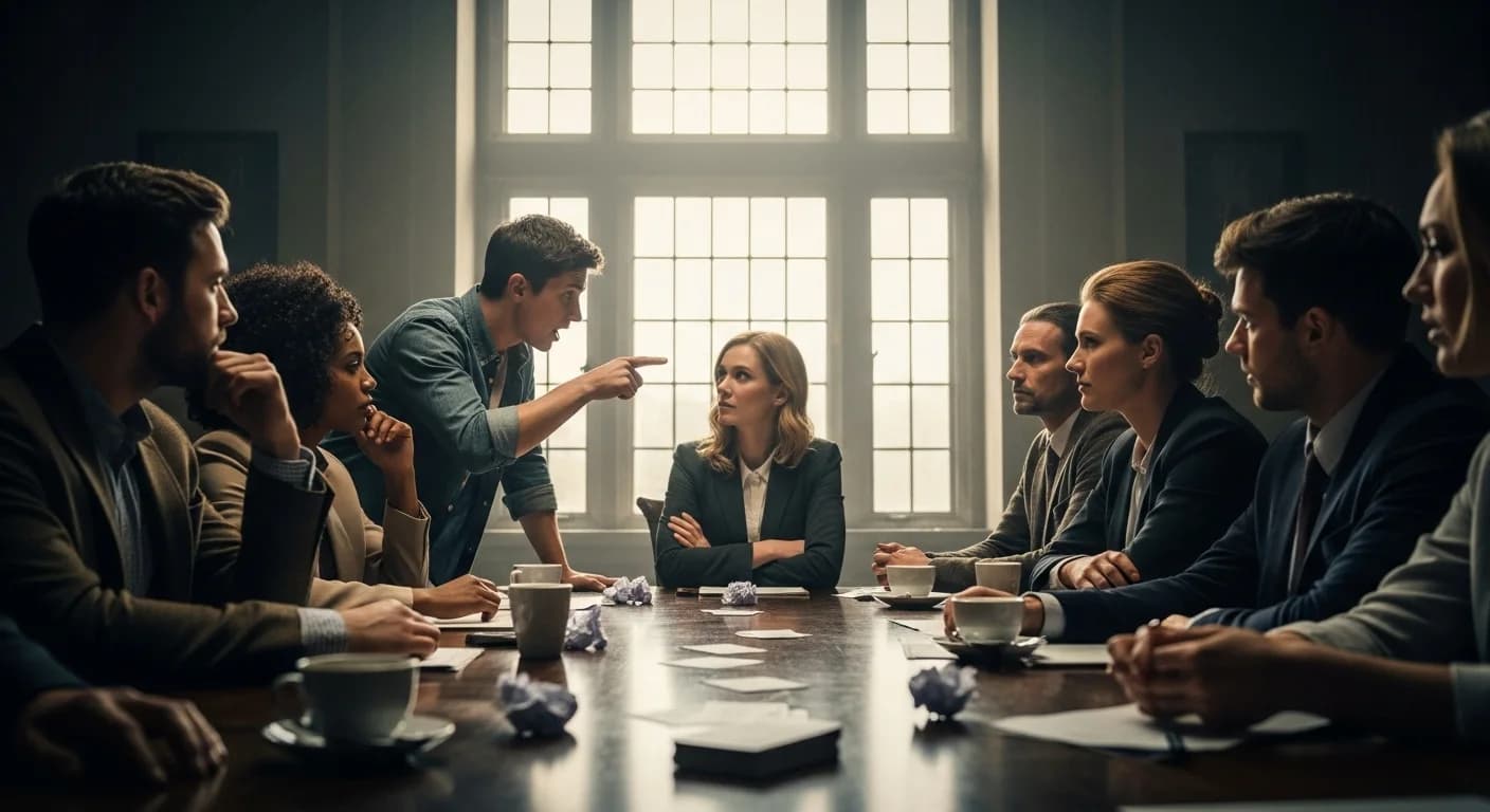 بازیکنان در فاز روز که در حال صحبت و رایگیری برای اجرای قوانین بازی مافیا هستند