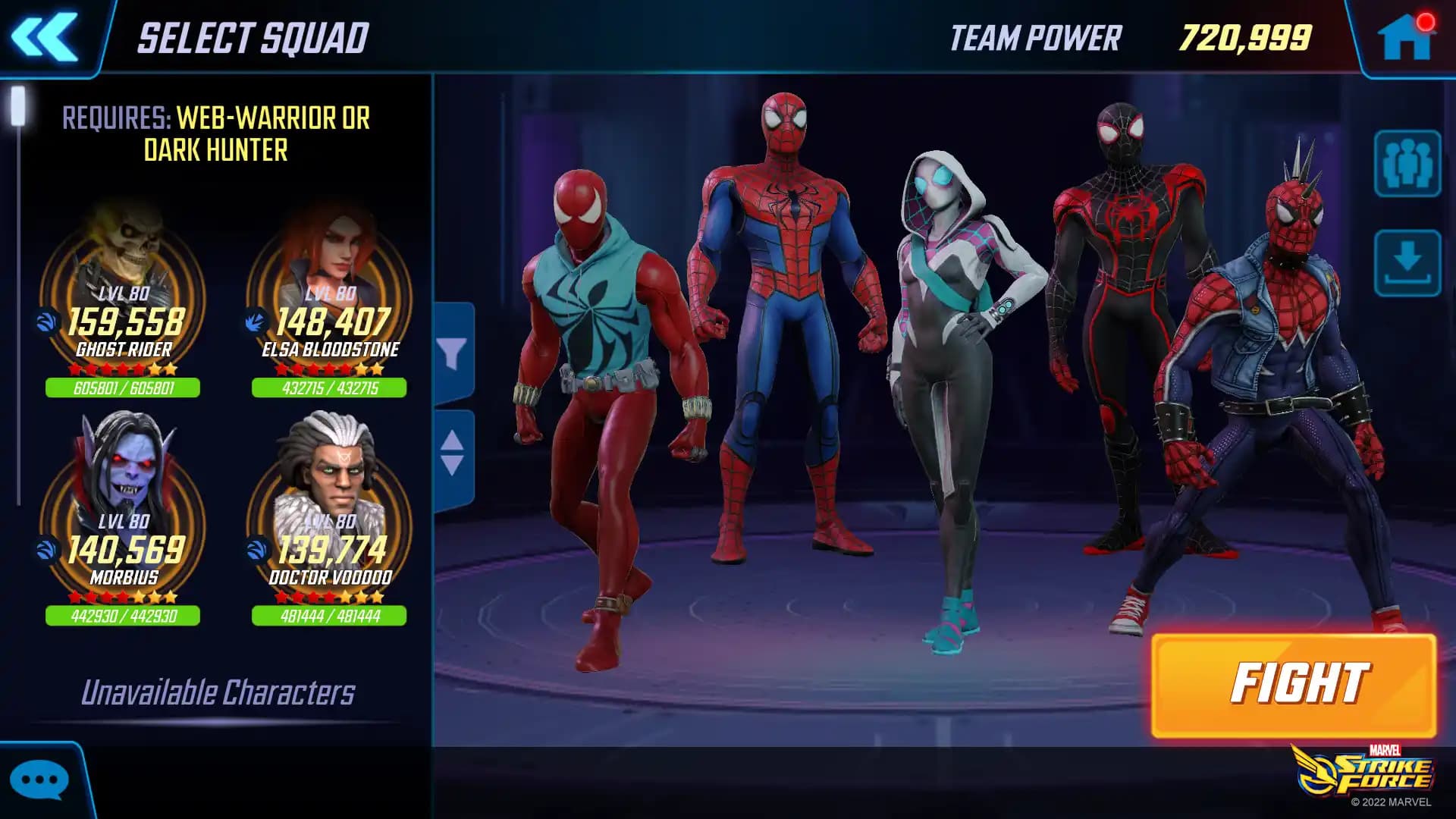 حضور مرد عنکبوتی در تیم بازی Marvel Strike Force