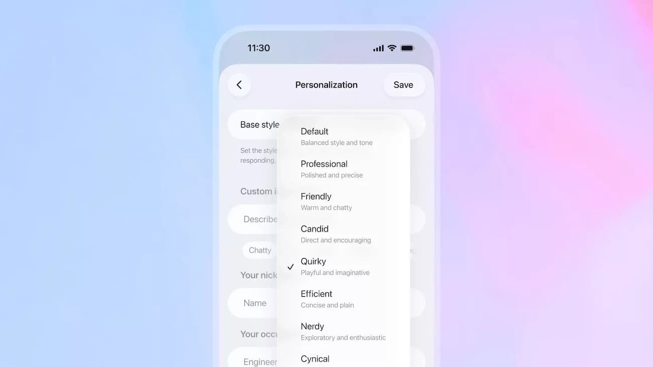 امکان انتخاب 8 حالت شخصیتی مختلف پاسخگویی در ChatGPT GPT-5.1