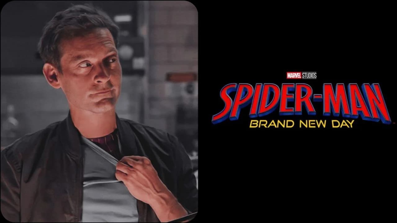 پیتر پارکر و لوگو فیلم در حال ساخت spiderman brand new day
