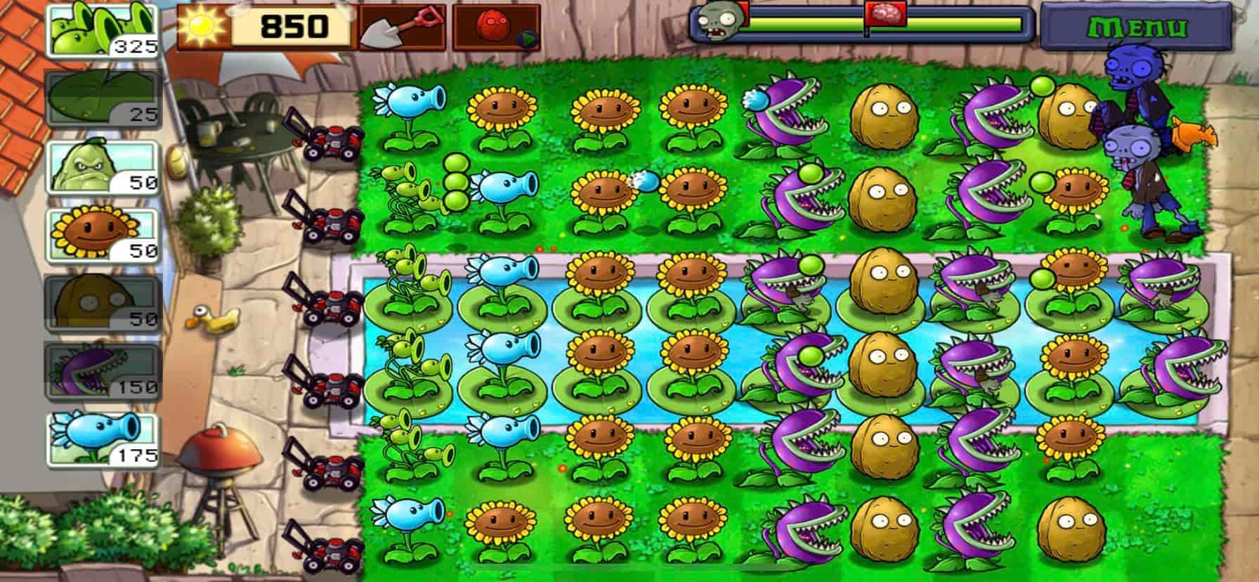 دفاع از خانه با گیاهان در بازی استراتژیک آفلاین اندروید Plants vs Zombies