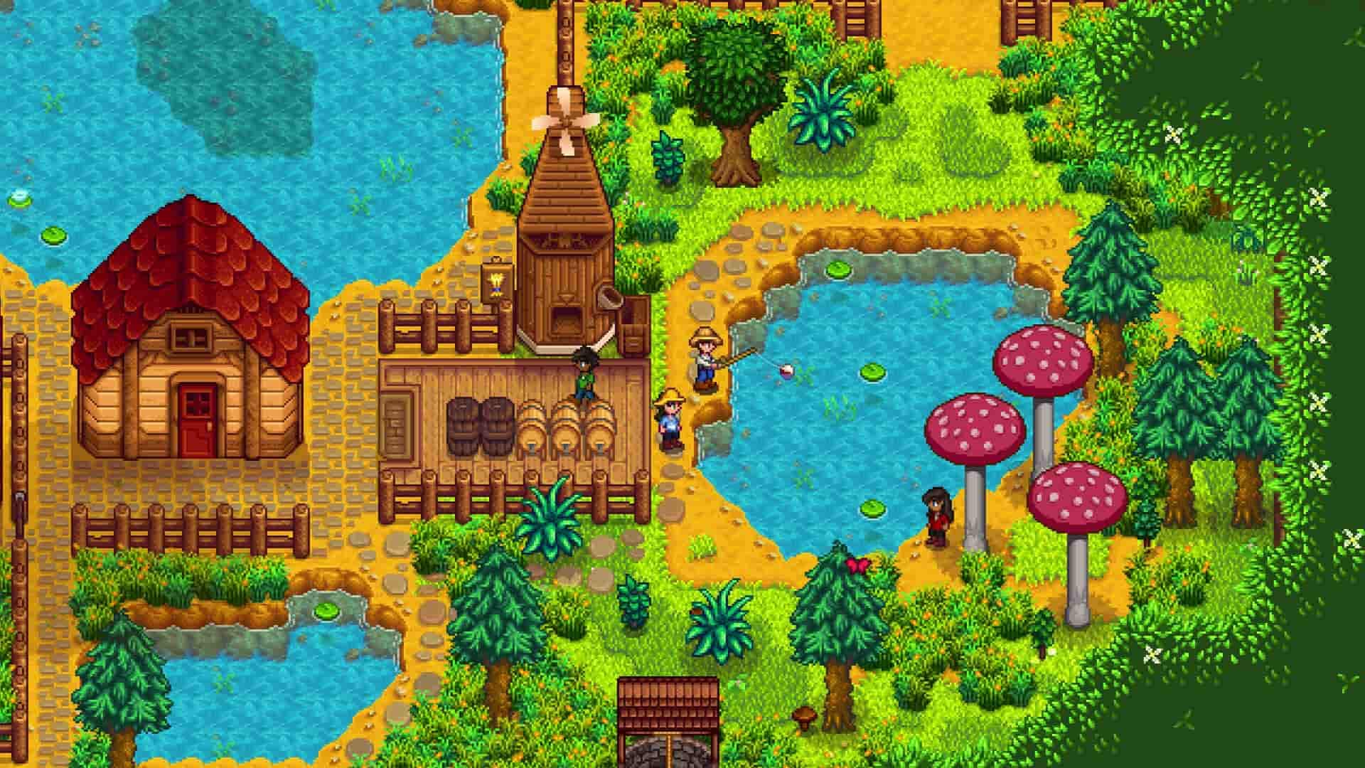 نمایی از یک مزرعه زیبا در بازی کم حجم Stardew Valley